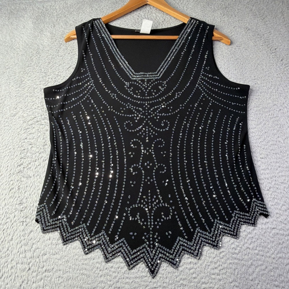 Vintage MSK Heavily Beaded Tank Blouse Womens Size XL Whimsigoth Fairy